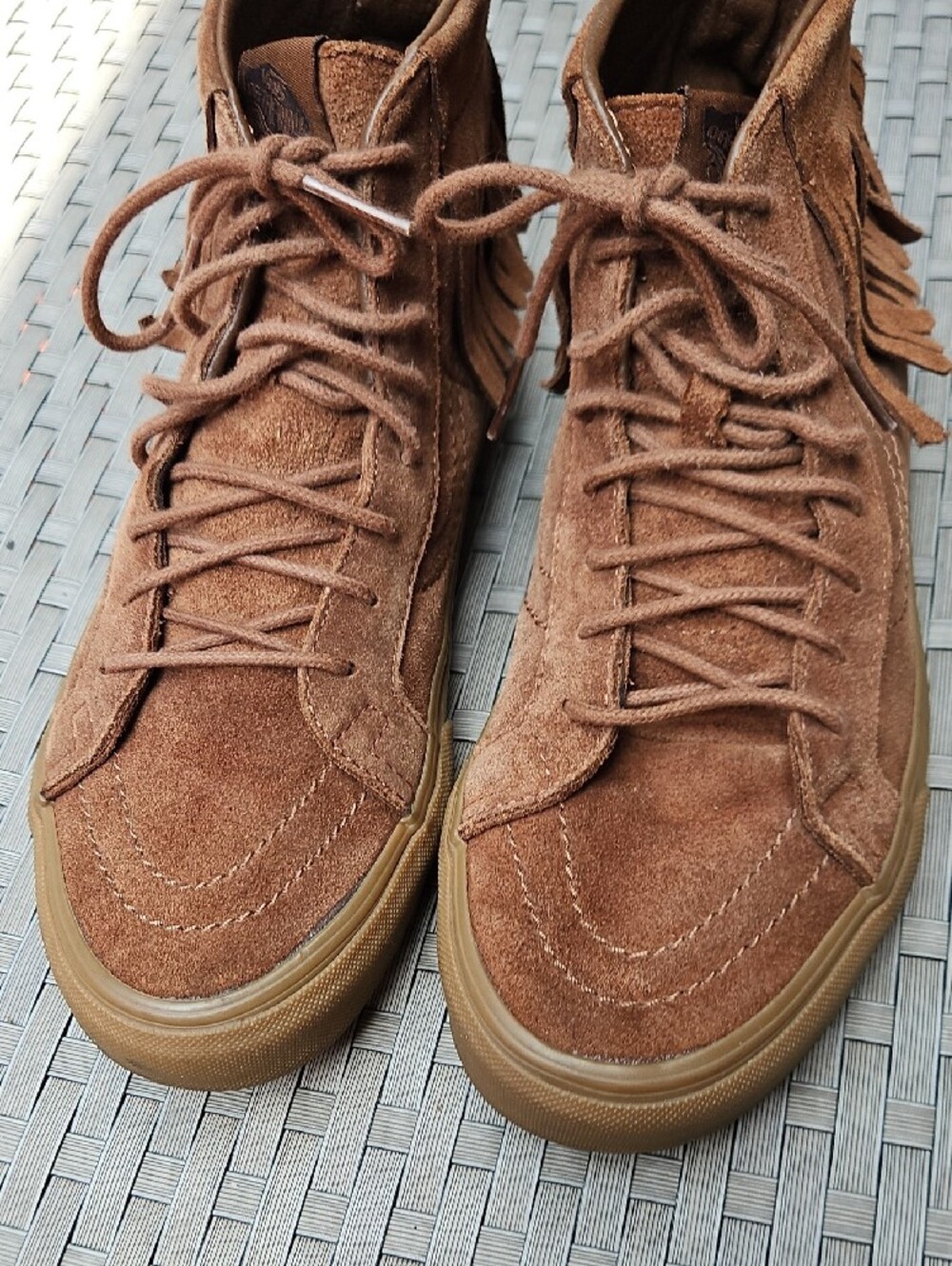 Vans  Sk8-Hi Moccasin Bison Brown Suede Fringe Chukka Boots Unisex Men 8.5 Wm 10